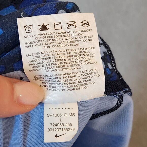 Womens Nike Dri-Fit‎ Legend Legging Recycled Poly Drift 3/4 Crop  Blue Pattern - Picture 14 of 14